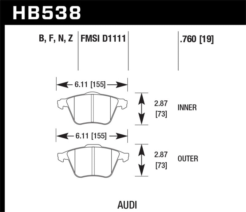 Hawk 09 Audi A4 Cabriolet / 05-07 A4 / 05-09 A4 Quattro / 06-09 A6 / 08 VW R32 HPS Front Brake Pads -  Shop now at Performance Car Parts