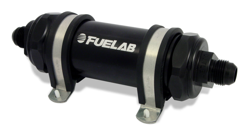 Fuelab 828 In-Line Fuel Filter Long -6AN In/Out 6 Micron Fiberglass - Black -  Shop now at Performance Car Parts