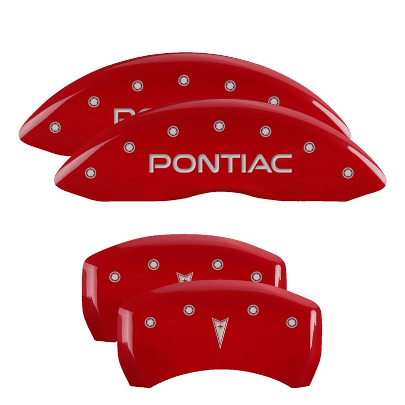 MGP 4 Caliper Covers Engraved Front Pontiac Engraved Rear Arrow Red finish silver ch -  Shop now at Performance Car Parts