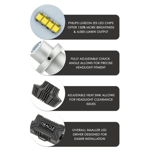 Oracle H1 4000 Lumen LED Headlight Bulbs (Pair) - 6000K -  Shop now at Performance Car Parts