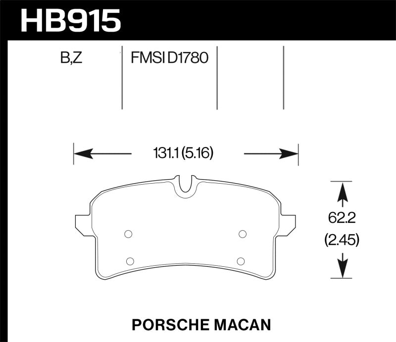 Hawk 16-18 Porsche Macan Performance Ceramic Street Rear Brake Pads -  Shop now at Performance Car Parts