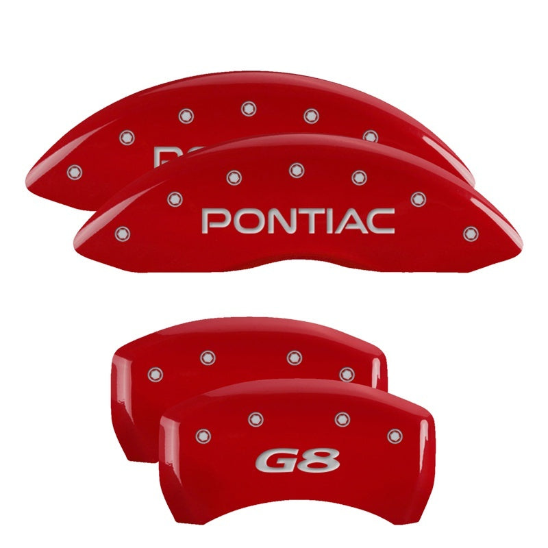 MGP 4 Caliper Covers Engraved Front Pontiac Engraved Rear G8 Red finish silver ch -  Shop now at Performance Car Parts