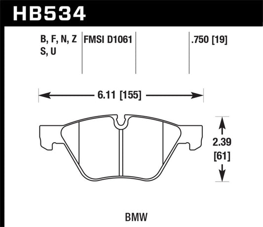 Hawk 2011 BMW 125i Front ER-1 Brake Pads