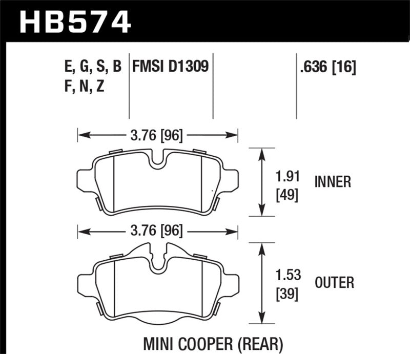 Hawk 07+ Mini Cooper HPS 5.0 Rear Brake Pads -  Shop now at Performance Car Parts