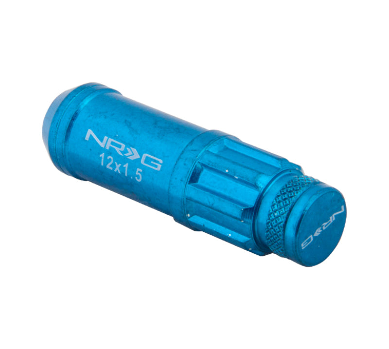 NRG 700 Series M12 X 1.5 Steel Lug Nut w/Dust Cap Cover Set 21 Pc w/Locks & Lock Socket - Blue -  Shop now at Performance Car Parts