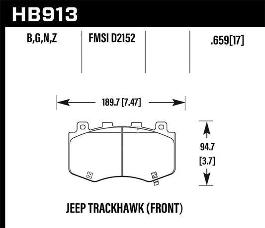 Hawk 18-19 Jeep Grand Cherokee Trackhawk HP+ Front Brake Pads