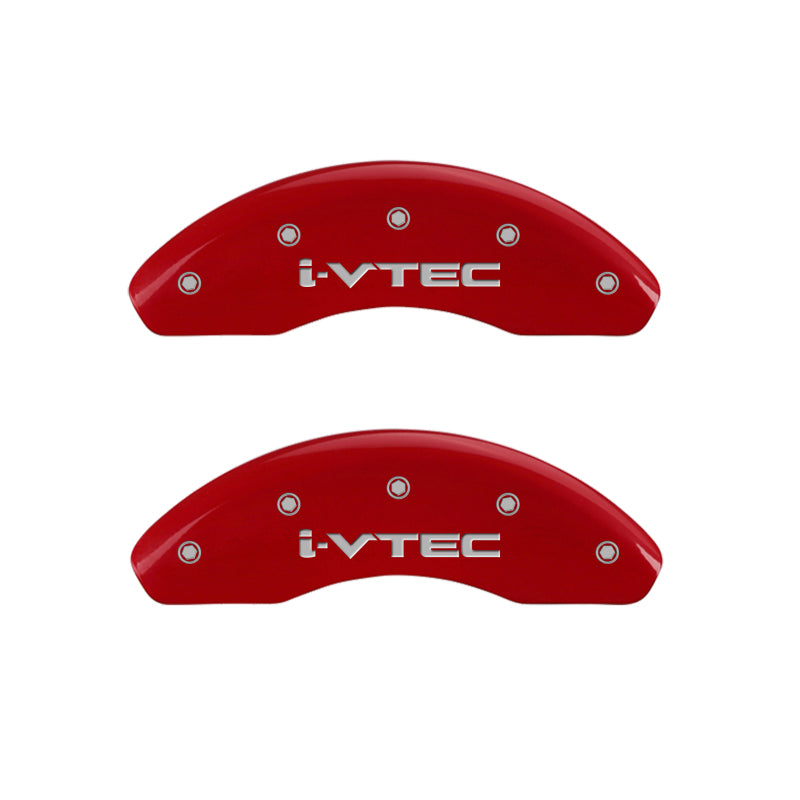 MGP 4 Caliper Covers Engraved Front & Rear i-Vtec Red finish silver ch -  Shop now at Performance Car Parts