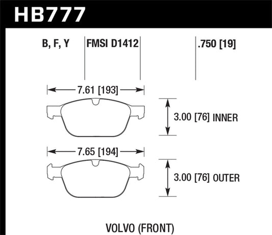 Hawk 10-15 Volvo XC60 / 03-14 Volvo XC90 (w/ 328mm Rotors) HPS Street Front Brake Pads
