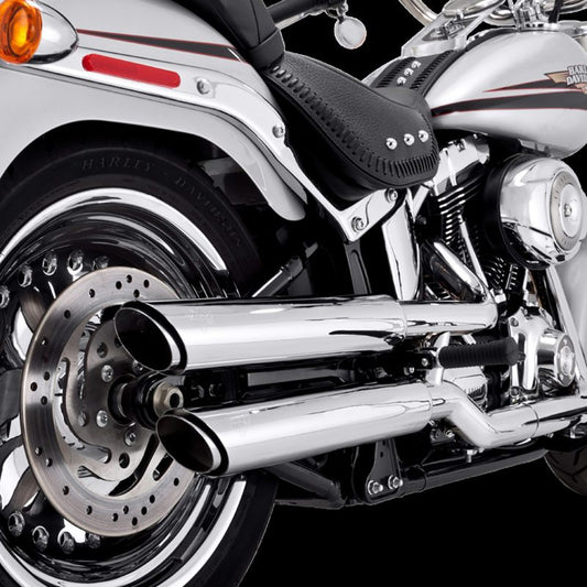 Vance & Hines HD Softail Fatboy 07-17 Twin Slash Chrome PCX Slip-On Exhaust -  Shop now at Performance Car Parts
