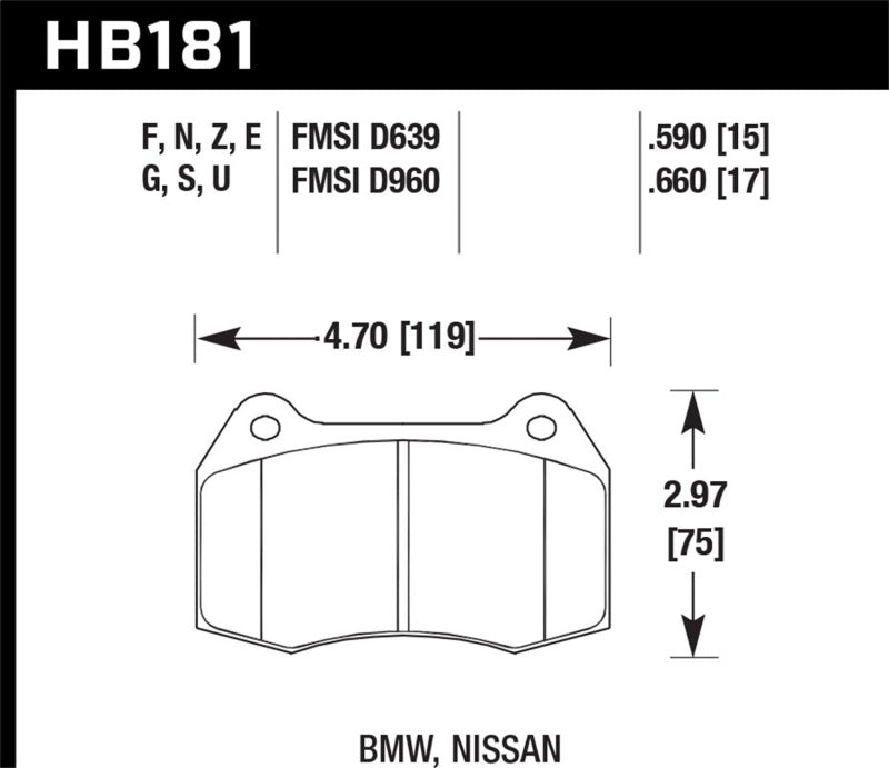 Hawk 94-97 BMW 840CI/850CI HPS Front Street Brake Pads -  Shop now at Performance Car Parts