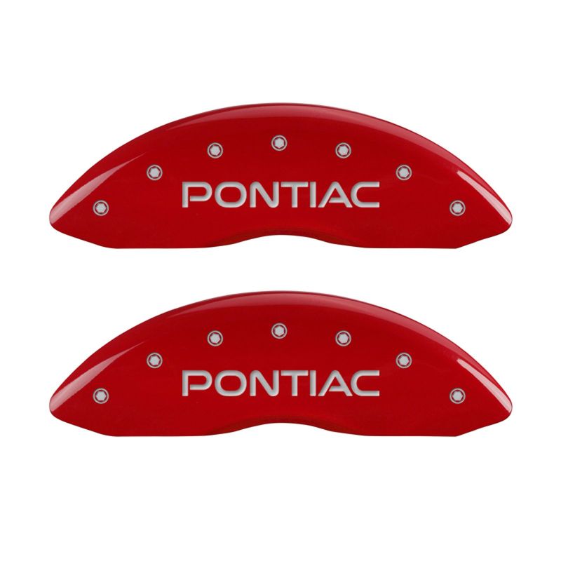 MGP 4 Caliper Covers Engraved Front Pontiac Engraved Rear Arrow Red finish silver ch -  Shop now at Performance Car Parts