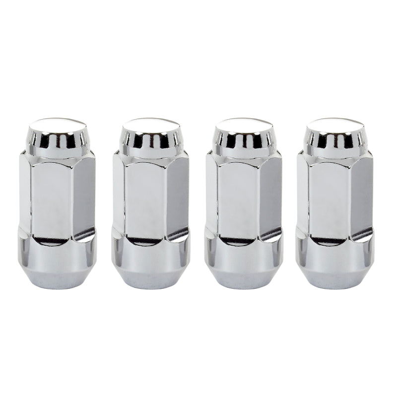 McGard Hex Lug Nut (Cone Seat Bulge Style) M14X1.5 / 13/16 Hex / 1.945in. Length (4-Pack) - Chrome -  Shop now at Performance Car Parts