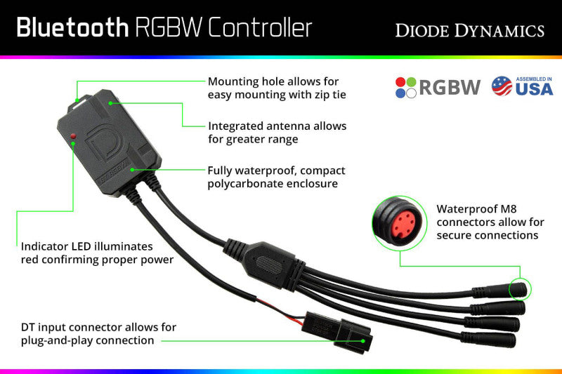 Diode Dynamics - Bluetooth RGBW M8 Controller 1ch -  Shop now at Performance Car Parts