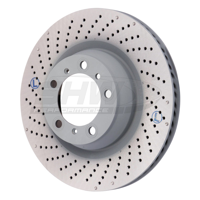 SHW 07-13 Porsche 911 Turbo 3.8L w/o Ceramics Left Rear Drilled-Dimpled MB Brake Rotor (99735240502) -  Shop now at Performance Car Parts