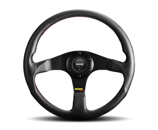 Momo Tuner Steering Wheel 320 mm - Black Leather/Red Stitch/Black Spokes