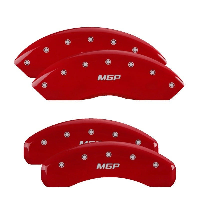 MGP 4 Caliper Covers Engraved Front & Rear Lightning Red finish silver ch -  Shop now at Performance Car Parts