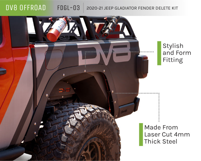 DV8 Offroad 20-21 Jeep Gladiator Fender Flare Delete Kit -  Shop now at Performance Car Parts
