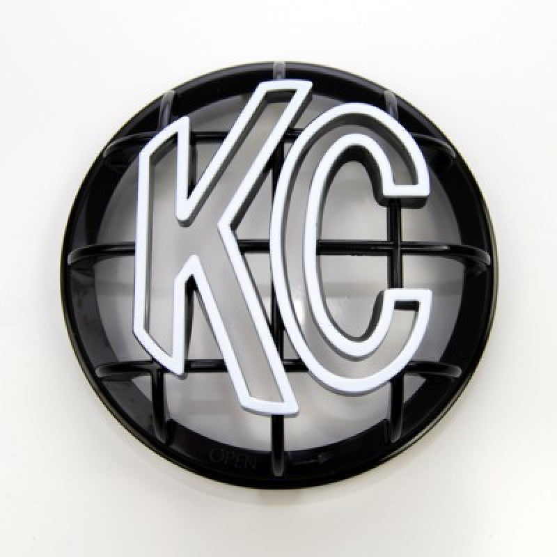 KC HiLiTES 5in. Round ABS Stone Guard for Apollo Lights (Single) - Black w/White KC Logo -  Shop now at Performance Car Parts