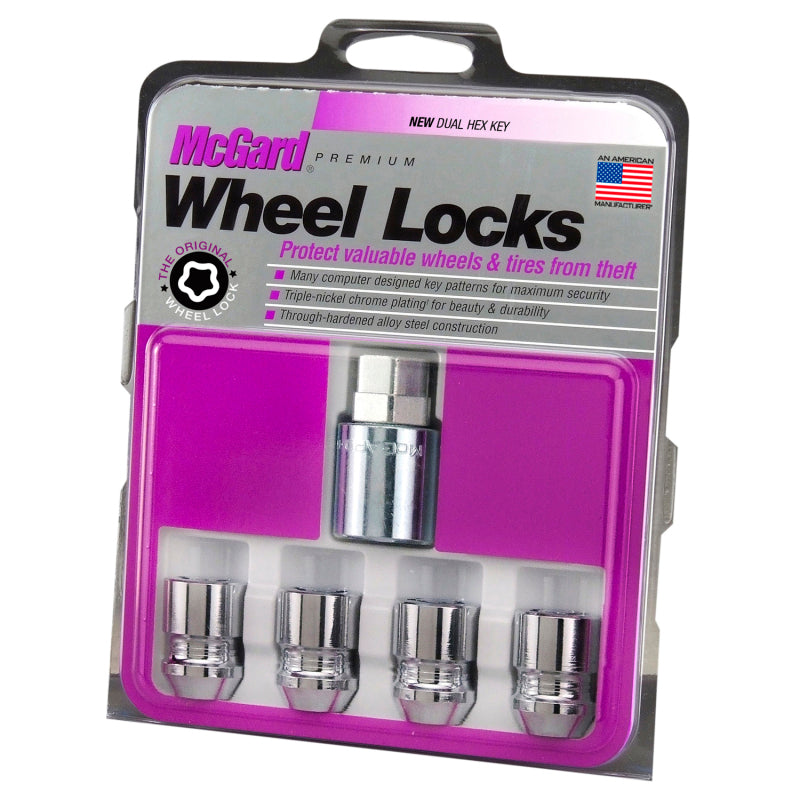 McGard Wheel Lock Nut Set - 4pk. (Cone Seat) M12X1.25 / 19mm & 21mm Dual Hex / 1.28in. L - Chrome -  Shop now at Performance Car Parts