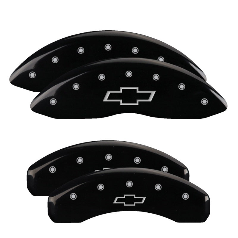MGP 4 Caliper Covers Engraved Front & Rear Bowtie Black finish silver ch -  Shop now at Performance Car Parts
