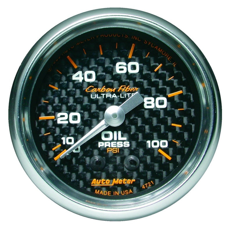 Autometer Carbon Fiber 52mm 100 PSI Mechanical Oil Pressure Gauge -  Shop now at Performance Car Parts