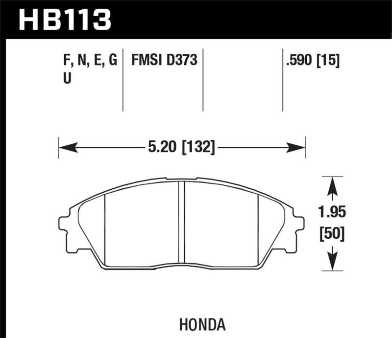 Hawk Honda/ Acura 88-91 Civic Wagon/90-91CRX Si/ 88-90 Prelude S HPS Street Front Brake Pads