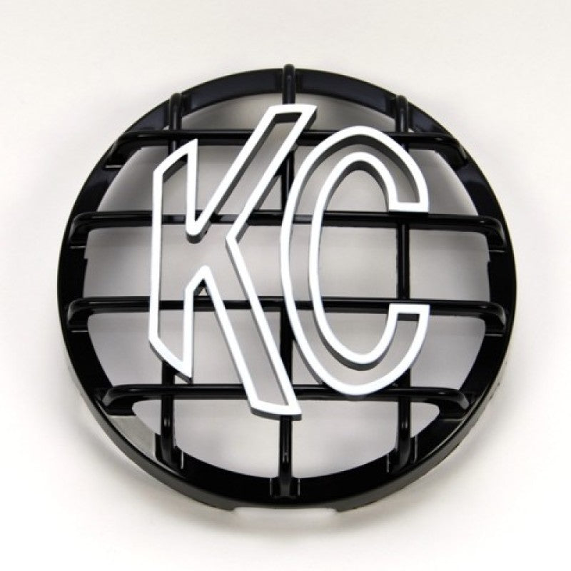 KC HiLiTES 6in. Round ABS Stone Guard for SlimLite/Daylighter Lights (Single) - Black/White KC Logo -  Shop now at Performance Car Parts