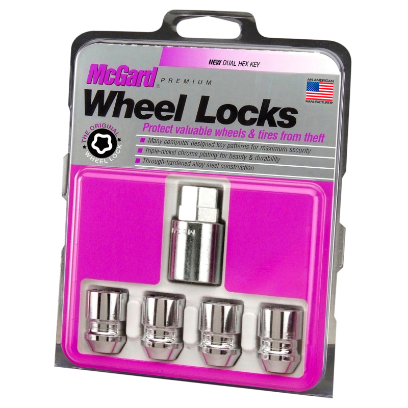 McGard Wheel Lock Nut Set - 4pk. (Cone Seat) M12X1.5 / 19mm & 21mm Dual Hex / 1.28in. L - Chrome -  Shop now at Performance Car Parts
