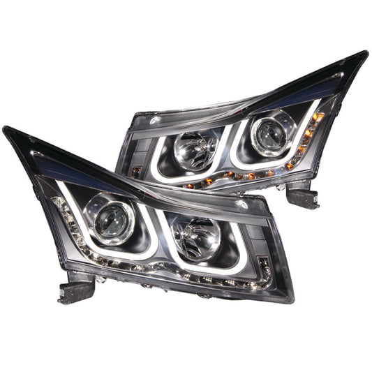 ANZO 2011-2015 Chevrolet Cruze Projector Headlights w/ U-Bar Black - Performance Car Parts