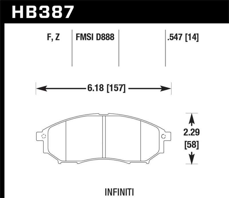 Hawk 09 350z/ 05-08 G35/09-12 G37 w/o Brembo HPS Street Front Brake Pads -  Shop now at Performance Car Parts