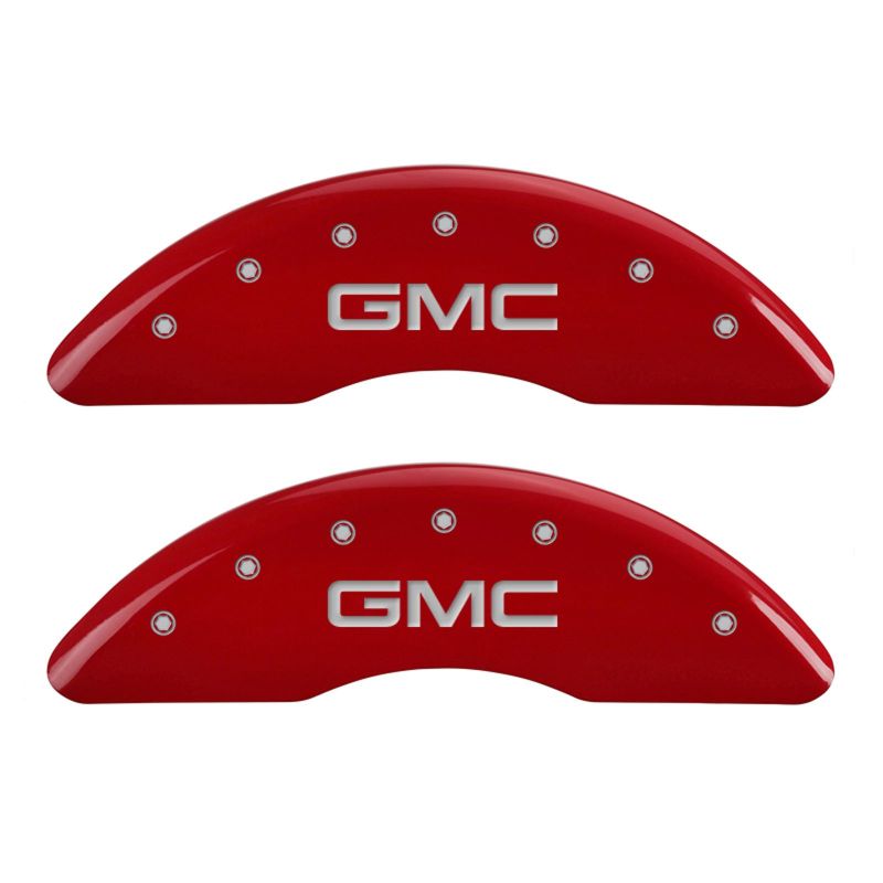 MGP 4 Caliper Covers Engraved Front & Rear GMC Red finish silver ch -  Shop now at Performance Car Parts