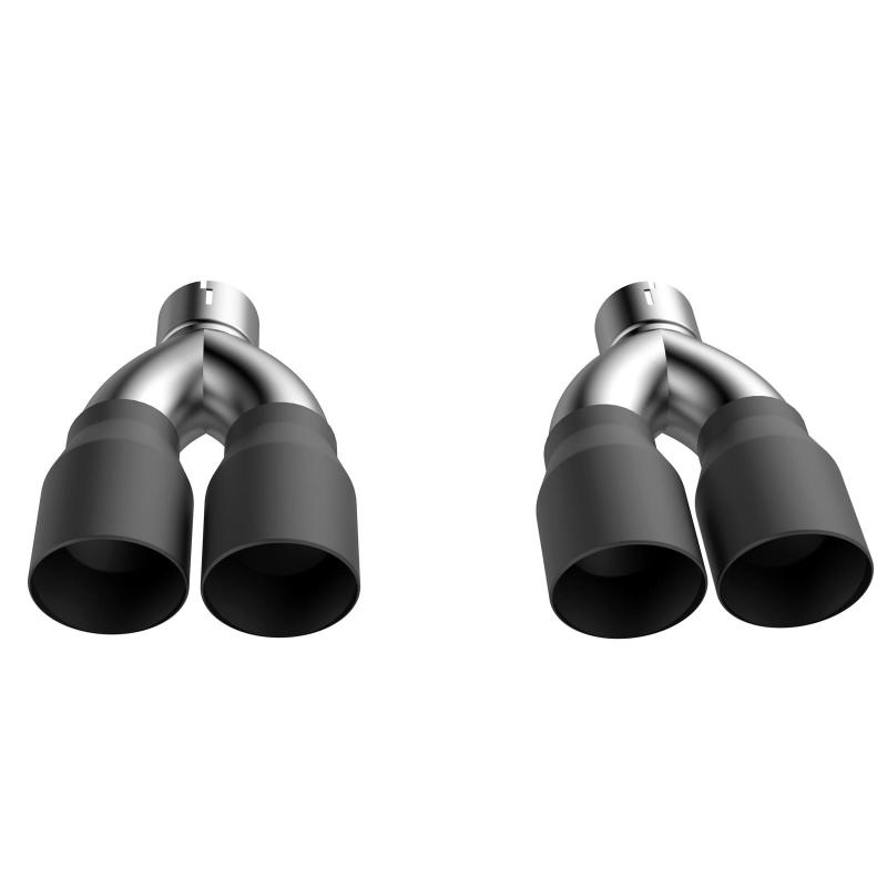 QTP 15-18 Dodge Challenger 5.7L 304SS Screamer Exhaust 3in Quad Tip Adapter w/Black Tips -  Shop now at Performance Car Parts