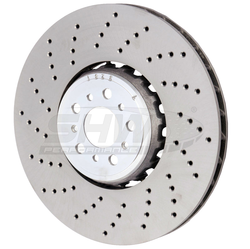 SHW 18-21 BMW M5 4.4L Left Front Cross-Drilled Lightweight Brake Rotor (34117991101) -  Shop now at Performance Car Parts
