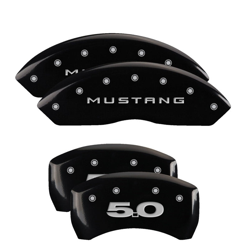MGP 4 Caliper Covers Engraved Front Mustang Engraved Rear 50 Black finish silver ch -  Shop now at Performance Car Parts
