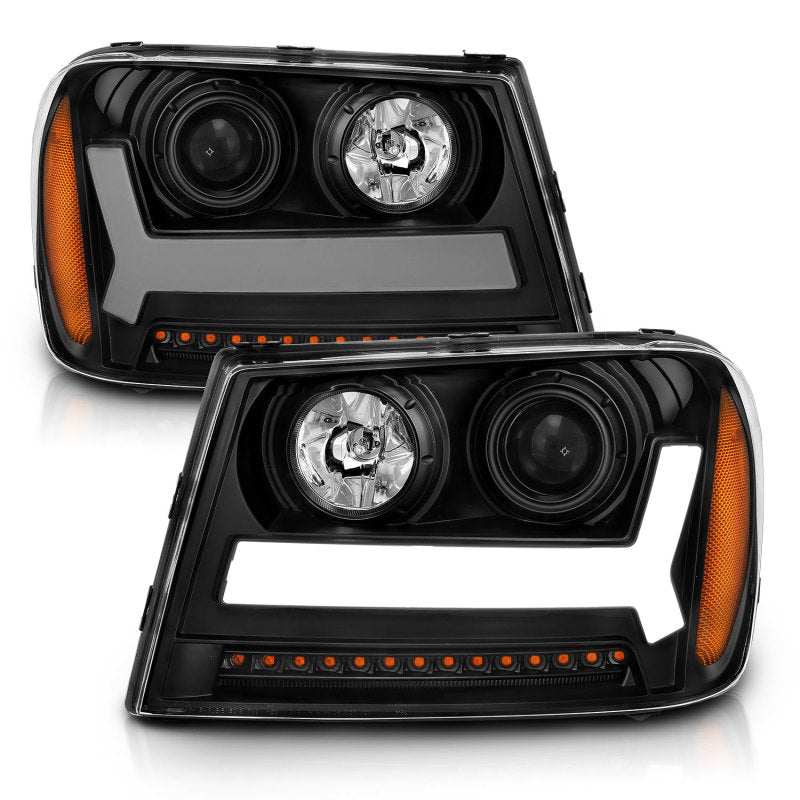 ANZO 2006-2009 Chevrolet Trailblazer Projector Headlights w/ Plank Style Design Black w/ Amber -  Shop now at Performance Car Parts