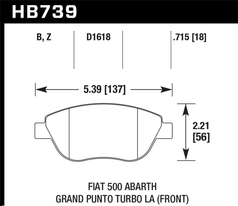 Hawk 2013 Fiat 500 Abarth Front PC Street Brake Pads -  Shop now at Performance Car Parts