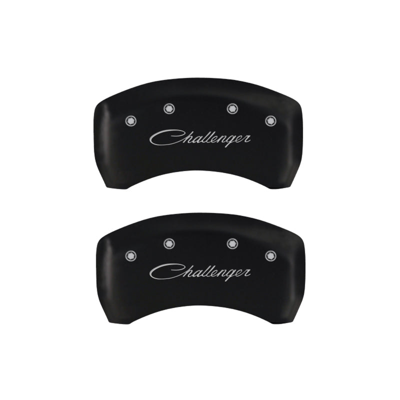 MGP 4 Caliper Covers Engraved Front & Rear Cursive/Challenger Red finish silver ch -  Shop now at Performance Car Parts