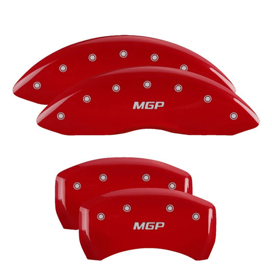 MGP 4 Caliper Covers Engraved Front & Rear MGP Red Finish Silver Characters 2018 Kia Stinger