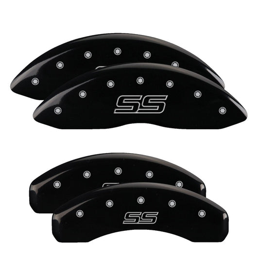 MGP 4 Caliper Covers Engraved Front & Rear Trailblazer style/SS Black finish silver ch