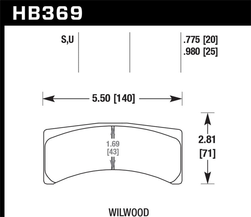 Hawk Wilwood Integra LP 9725 Racing DTC-70 Brake Pads