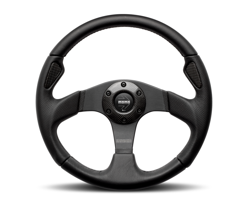 Momo Jet Steering Wheel 320 mm -  Black AirLeather/Black Spokes -  Shop now at Performance Car Parts