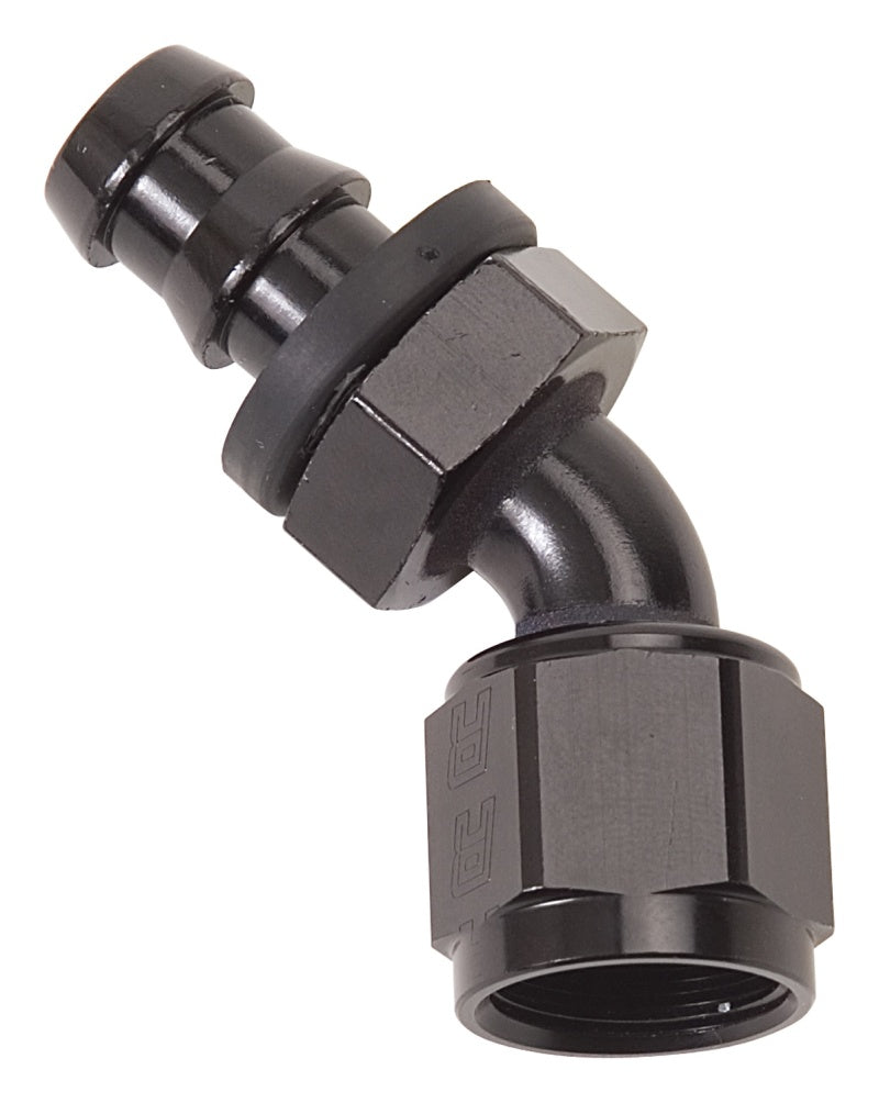 Russell Performance -10 AN Twist-Lok 45 Degree Hose End (Black) -  Shop now at Performance Car Parts