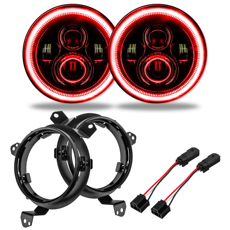 Oracle Jeep Wrangler JL/Gladiator JT 7in. High Powered LED Headlights (Pair) - Red -  Shop now at Performance Car Parts