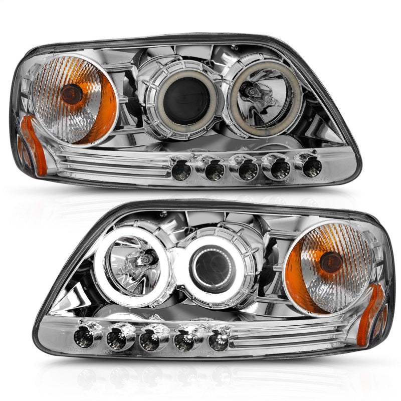 ANZO 1997.5-2003 Ford F-150 Projector Headlights w/ Halo Chrome 1pc -  Shop now at Performance Car Parts