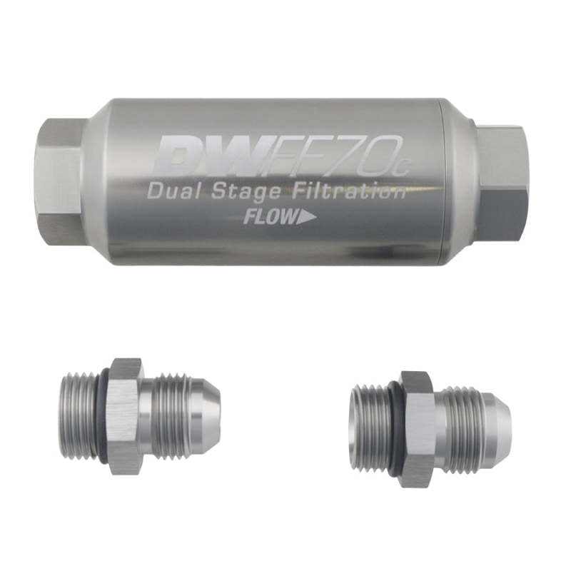 DeatschWerks 8AN 10 Micron 70mm Compact In-Line Fuel Filter Kit -  Shop now at Performance Car Parts