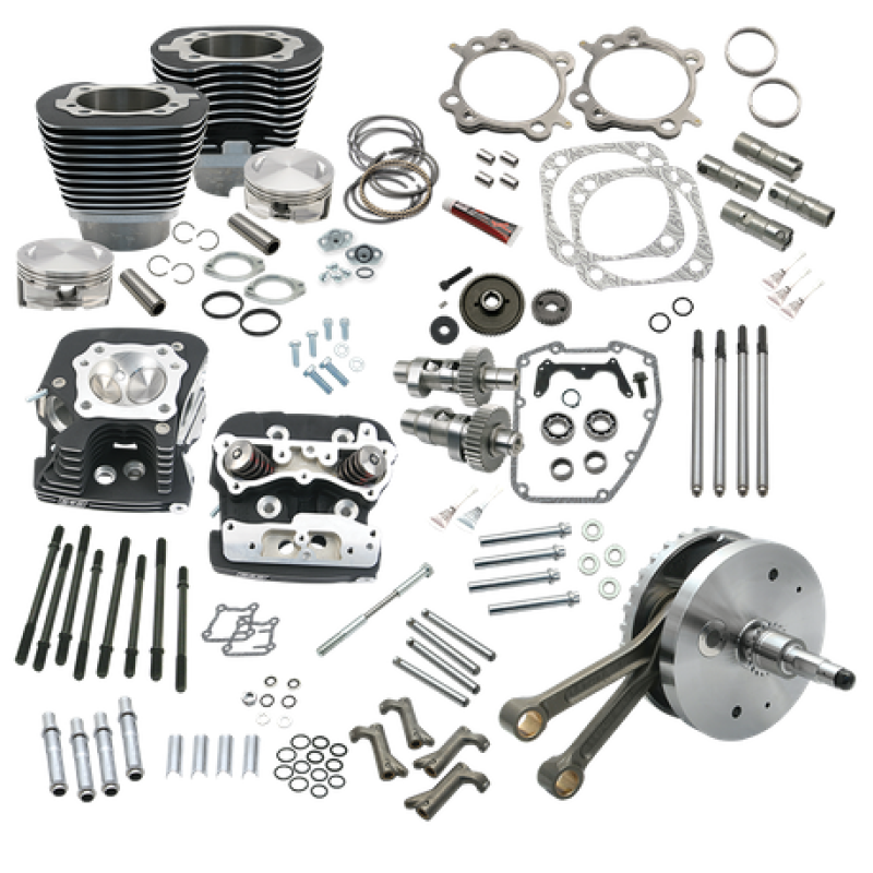 S&S Cycle 00-06 BT 124in Hot Set Up Kit w/ S&S Cylinder Heads - Wrinkle Black -  Shop now at Performance Car Parts