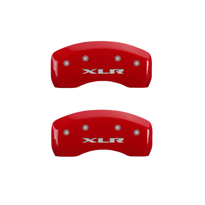 MGP 4 Caliper Covers Engraved Front Cursive/Cadillac Engraved Rear XLR Red finish silver ch -  Shop now at Performance Car Parts