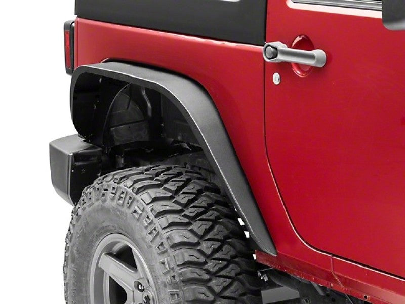 Officially Licensed Jeep 07-18 Jeep Wrangler JK Slim Fender Flares w/ Jeep Logo- Rear -  Shop now at Performance Car Parts