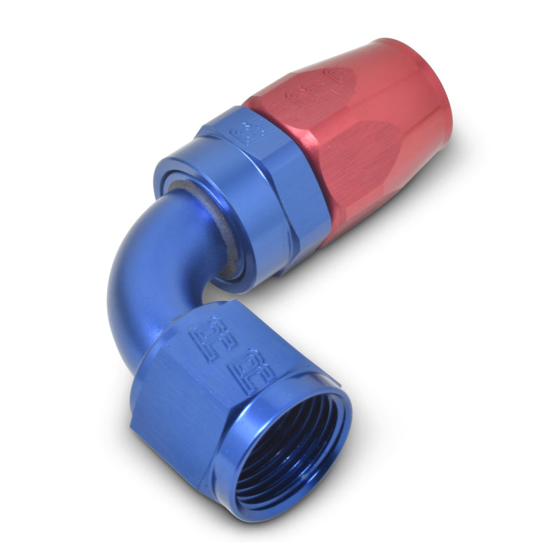 Russell Performance -8 AN Red/Blue 90 Degree Full Flow Hose End -  Shop now at Performance Car Parts
