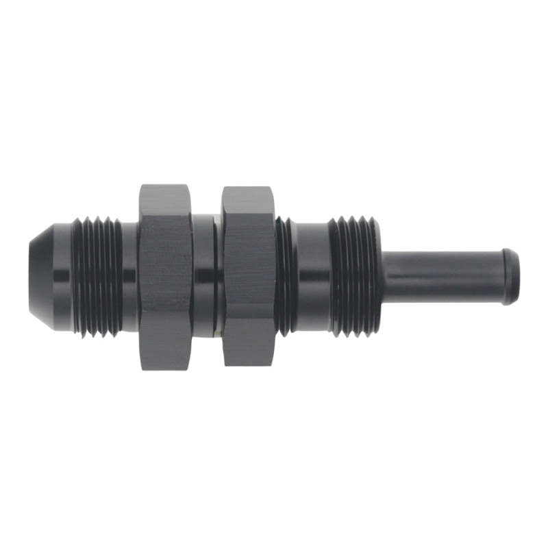 DeatschWerks 8AN Male Flare to Straight 5/16in Single Hose Barb - Anodized Matte Black -  Shop now at Performance Car Parts